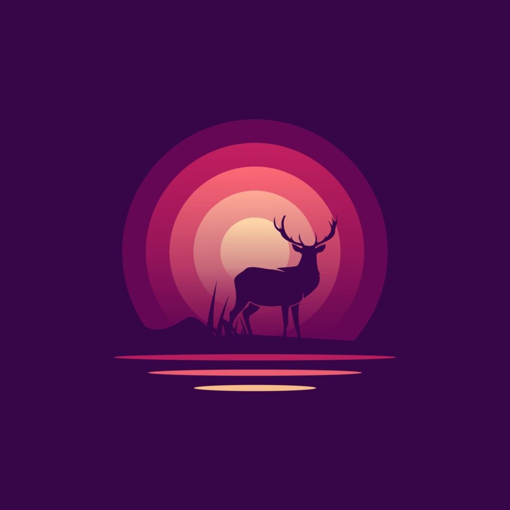 Deer Silhouette Sunset vector illustration Stock Free