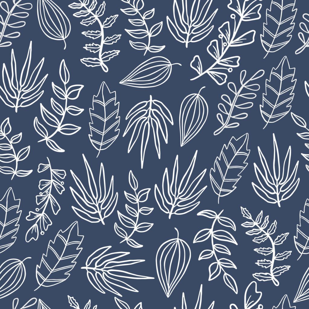 Abstract ornamental seamless pattern with leafs in navy background. Floral repeating background. Endless print texture. Fabric design. vector wallpaper Free Vector and Free SVG