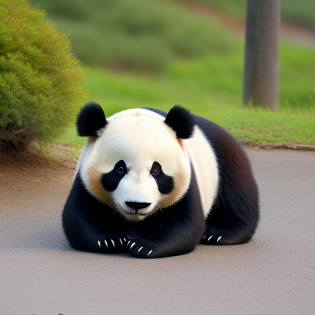 Panda nunggu sedang berlari by @ai_generated