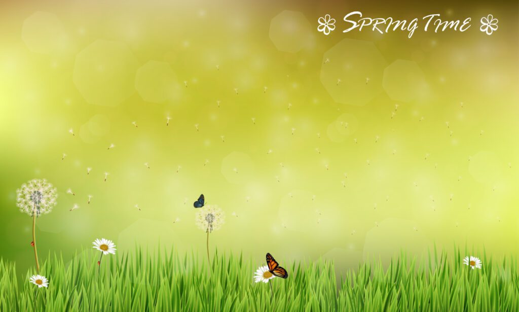 Brown blur background of spring meadow with butterflies Free Vector