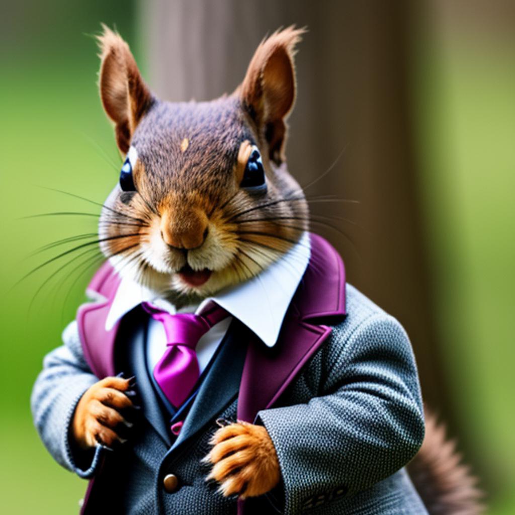 Squirrel wearing a suitcoat by @ai_generated