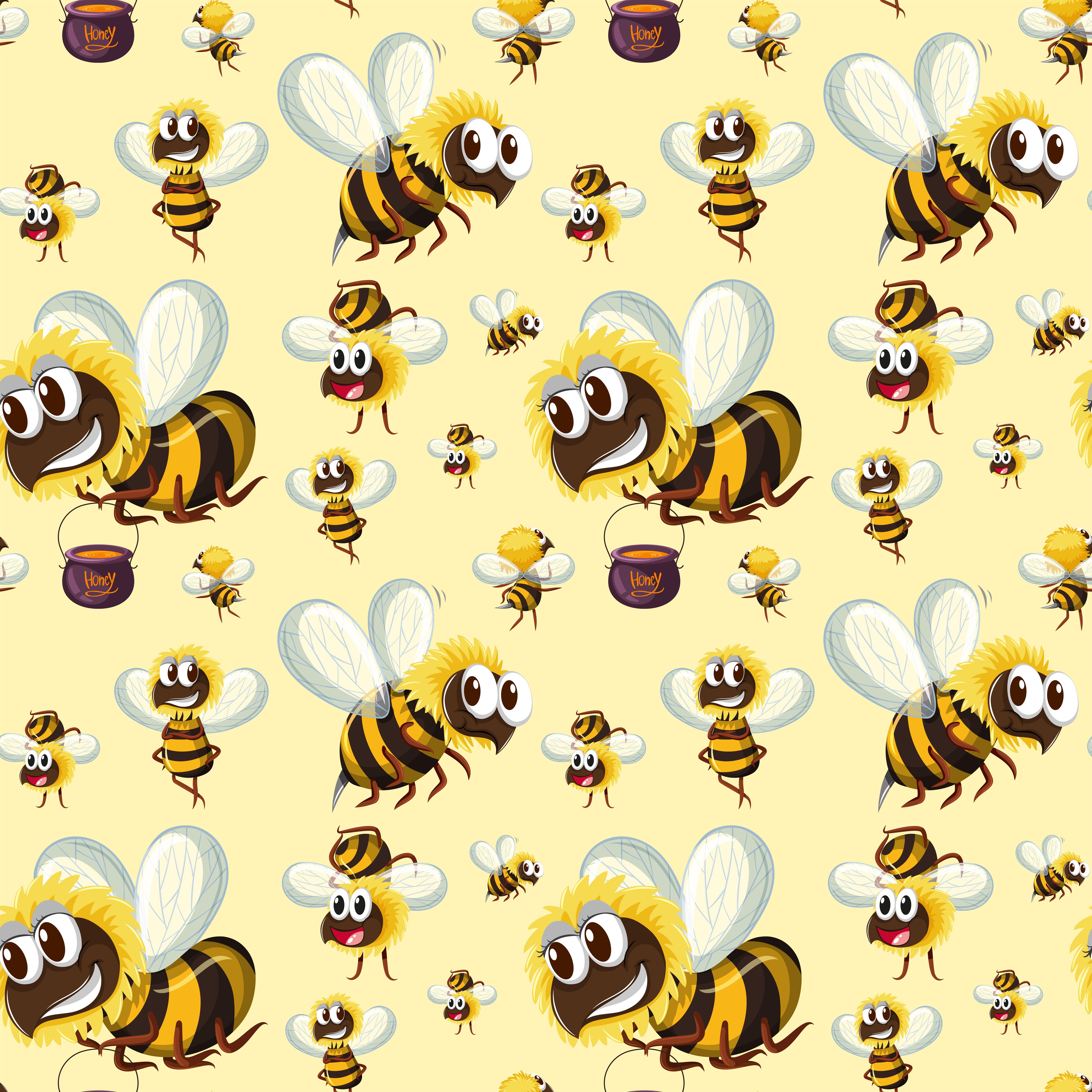 Seamless bumble bee pattern Free Vector