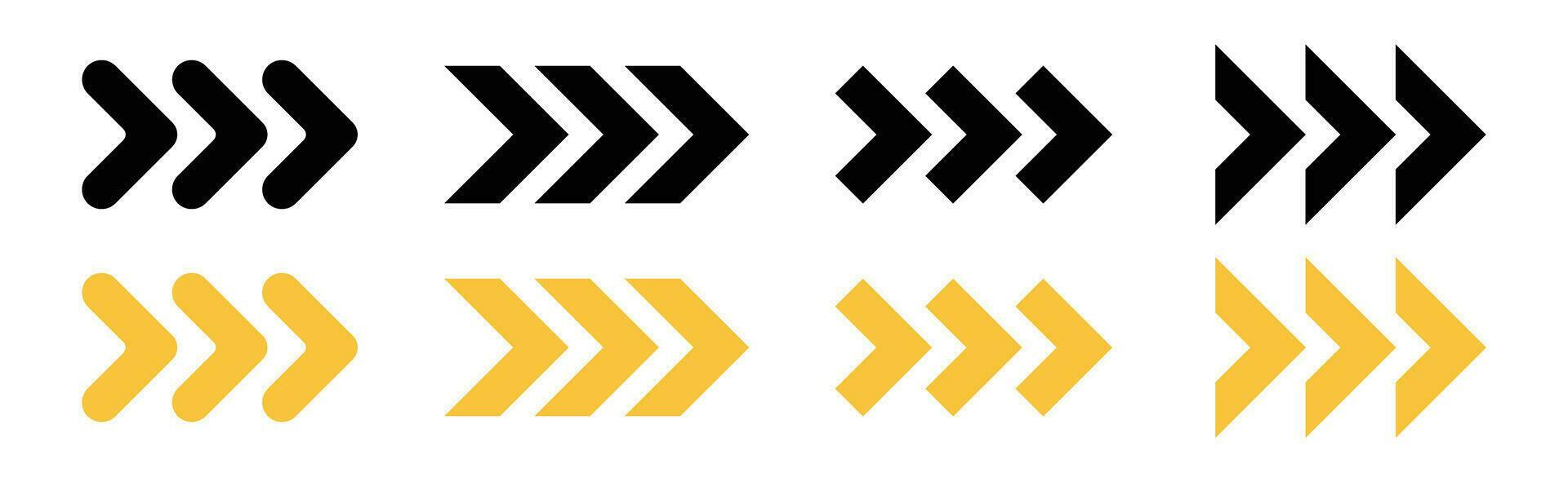 arrow direction icon set black and yellow Stock Free