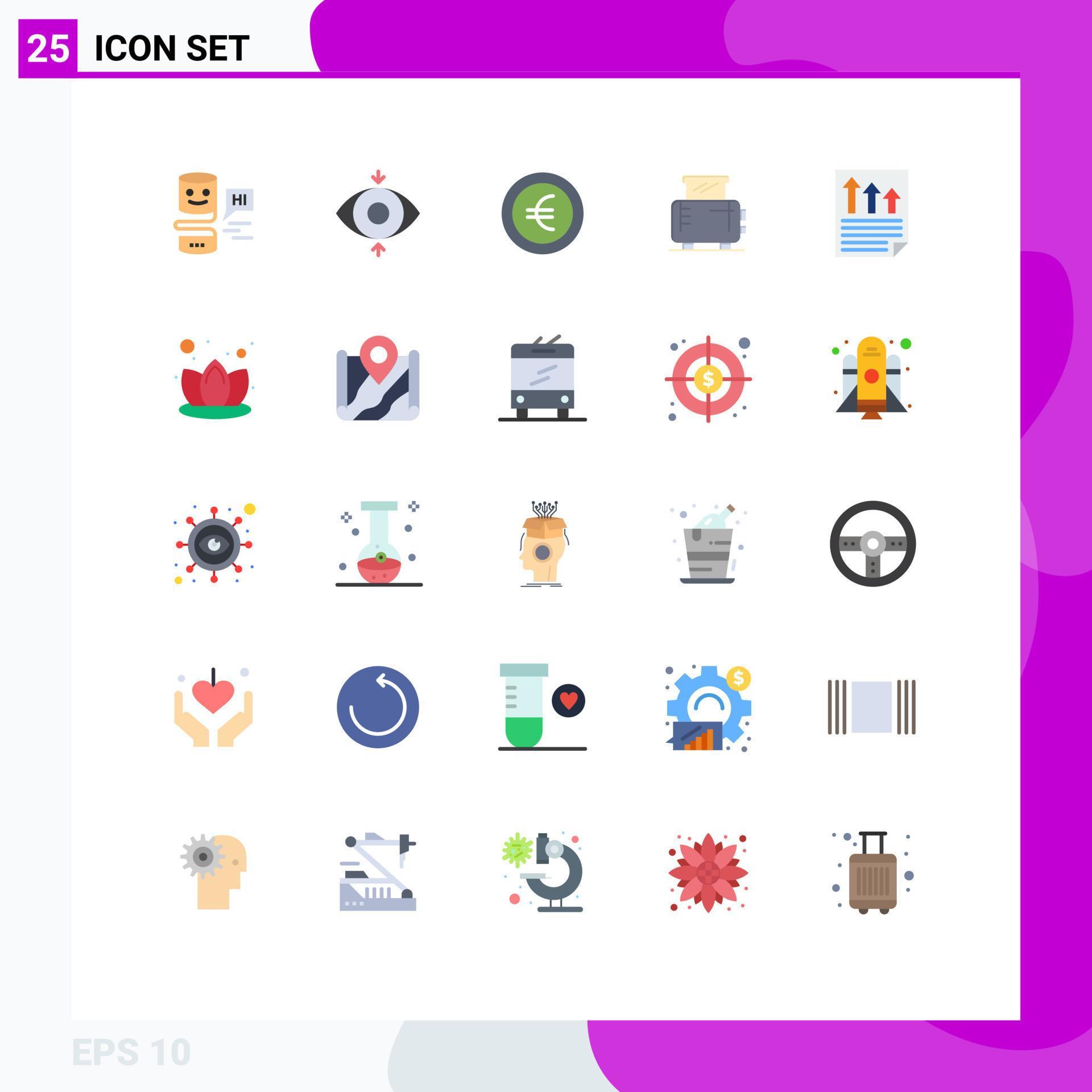 Set of 25 Modern UI Icons Symbols Signs for page data euro arrows machine Editable Vector Design Elements Stock Free