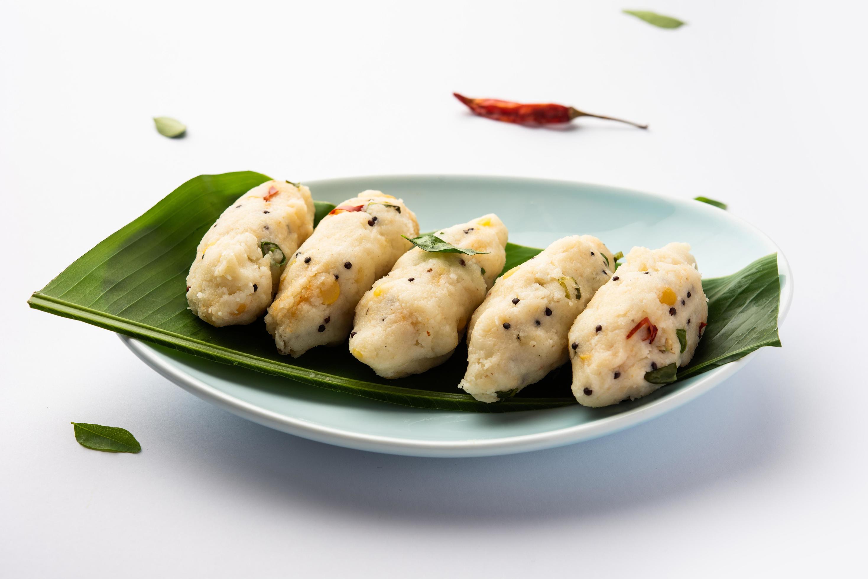 Kozhukatta Pidi is a steamed snack food from kerala rice flour with finger impressions Stock Free