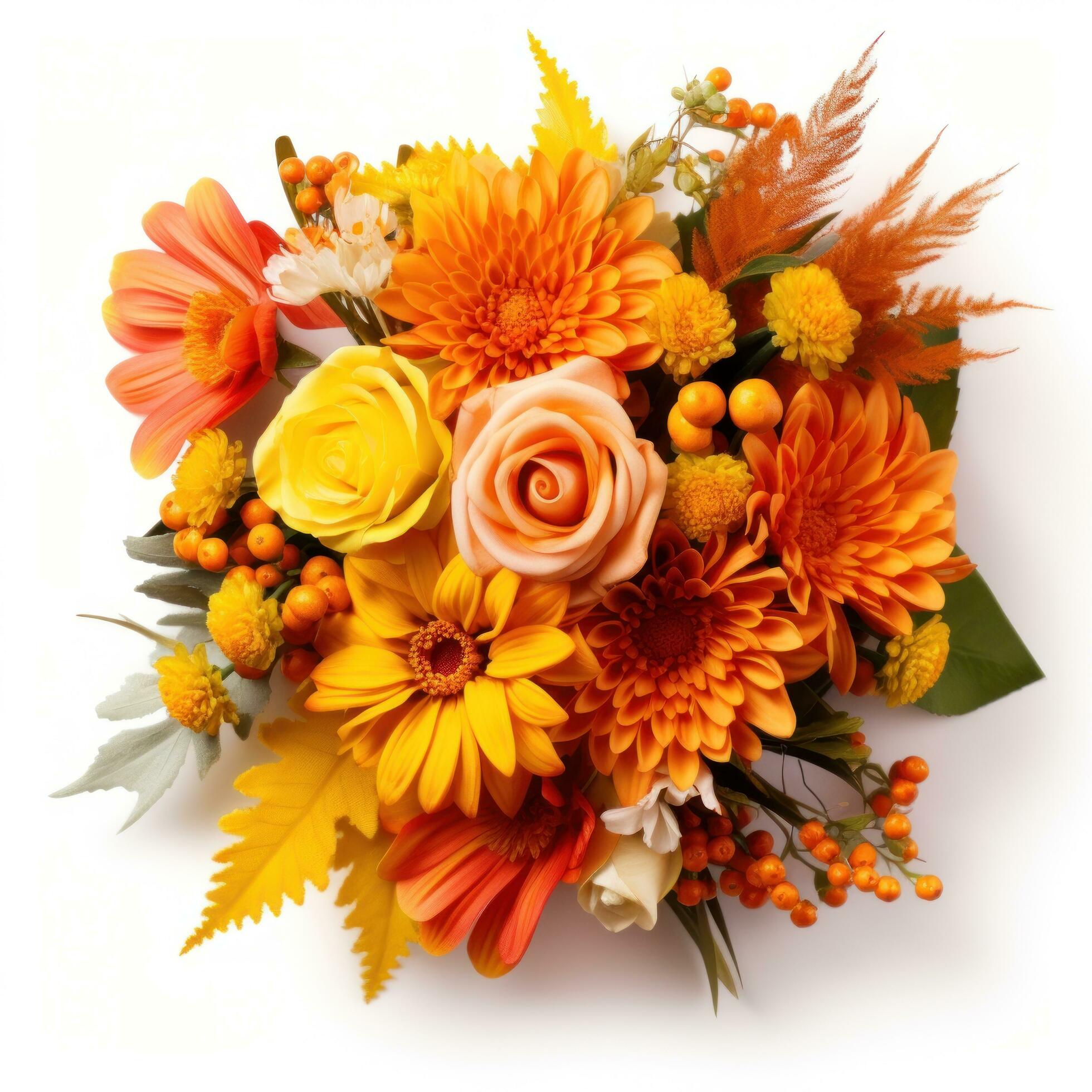 Autumn flowers bouquet isolated Stock Free