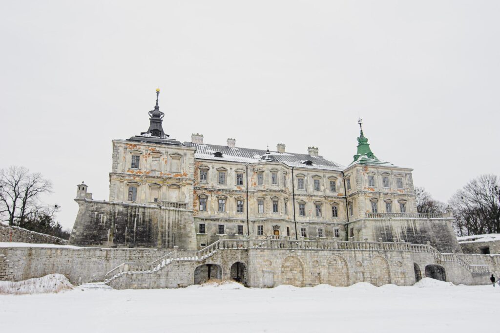 Beautiful Medieval Pidhirtsi Castle. Pidhirtsi village, Lviv Oblast, Ukraine, February 20, 2019 Stock Free