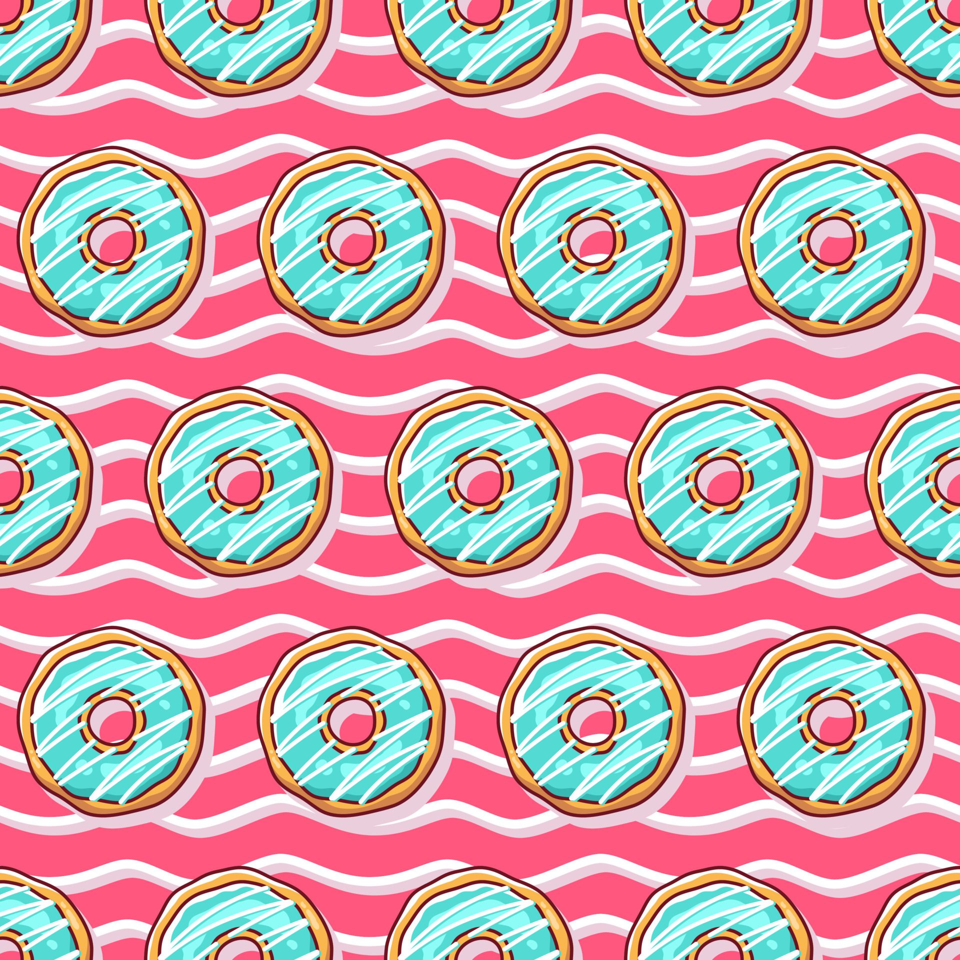 Colorful donuts illustration seamless pattern Free Vector