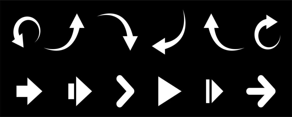 collection of white and black arrow directions Stock Free and Free SVG