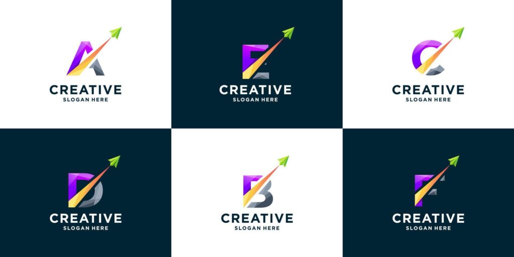 Set of gradient letter and arrow logo design Stock Free and Free SVG