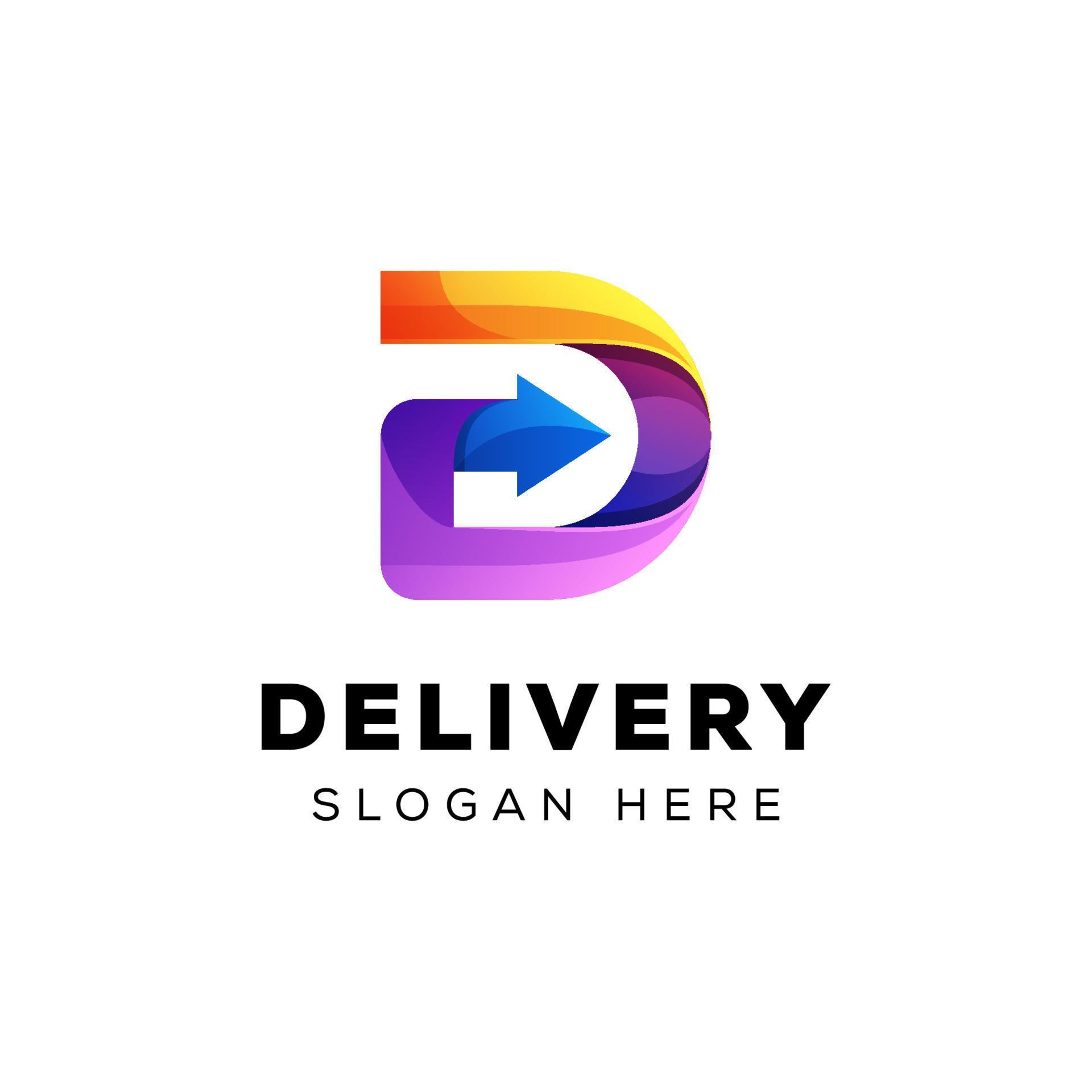 delivery logo, letter d with arrow logo Stock Free