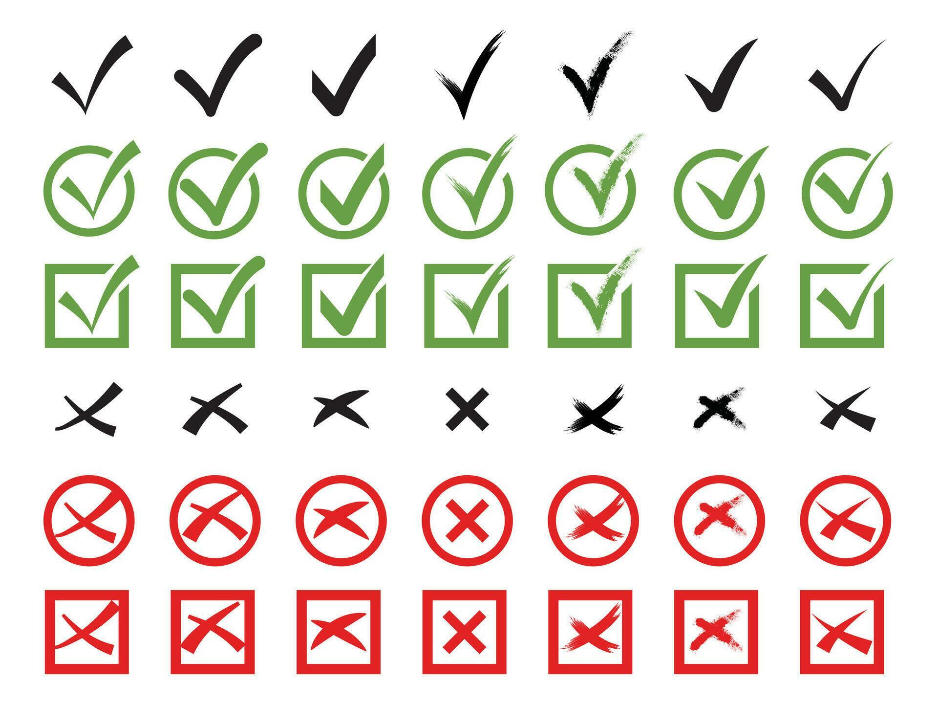 Super set hand drawn check mark with different circle arrows and underlines. Doodle v checklist marks icon set. Stock Free