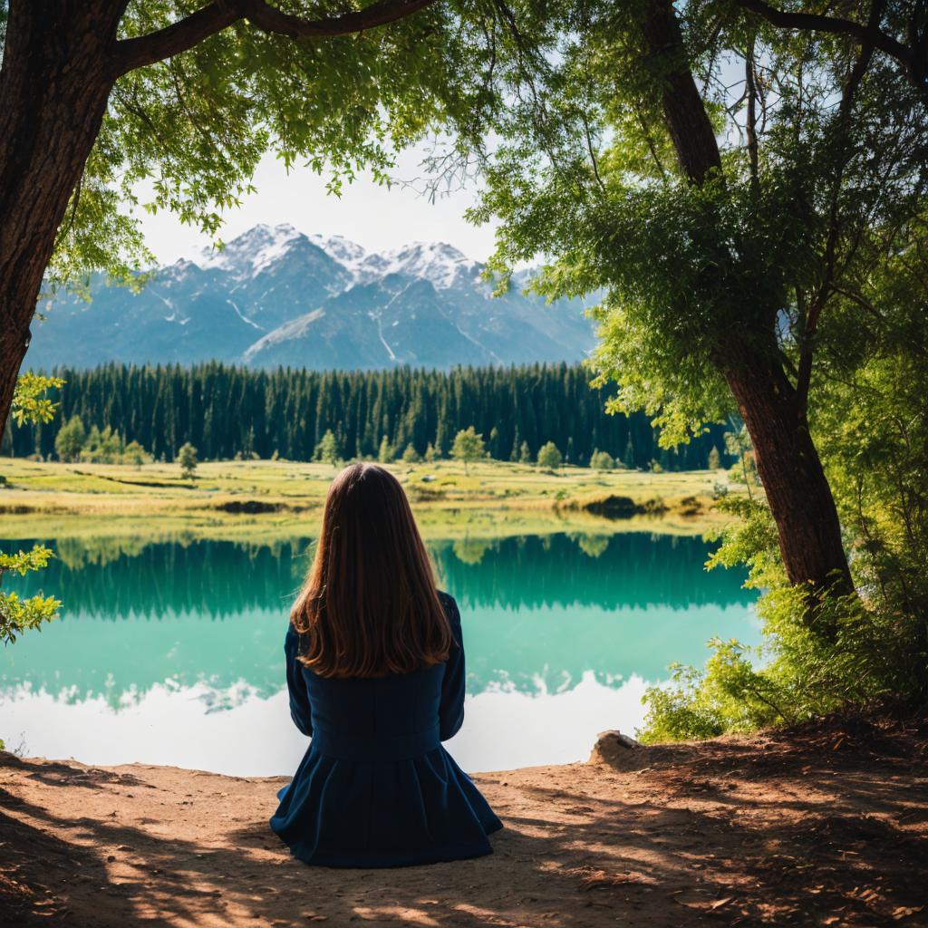 A girl sitting alone by @ai_generated