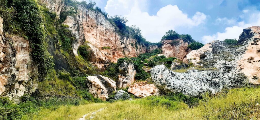 Former limestone quarry in nature Stock Free