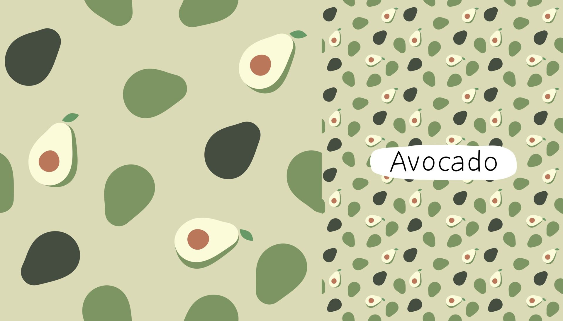 Avocado seamless pattern design template. Free Vector