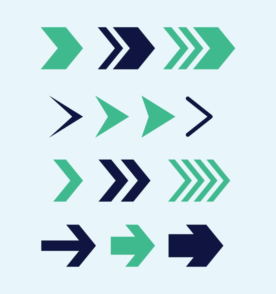 set of directional arrows in vector Stock Free