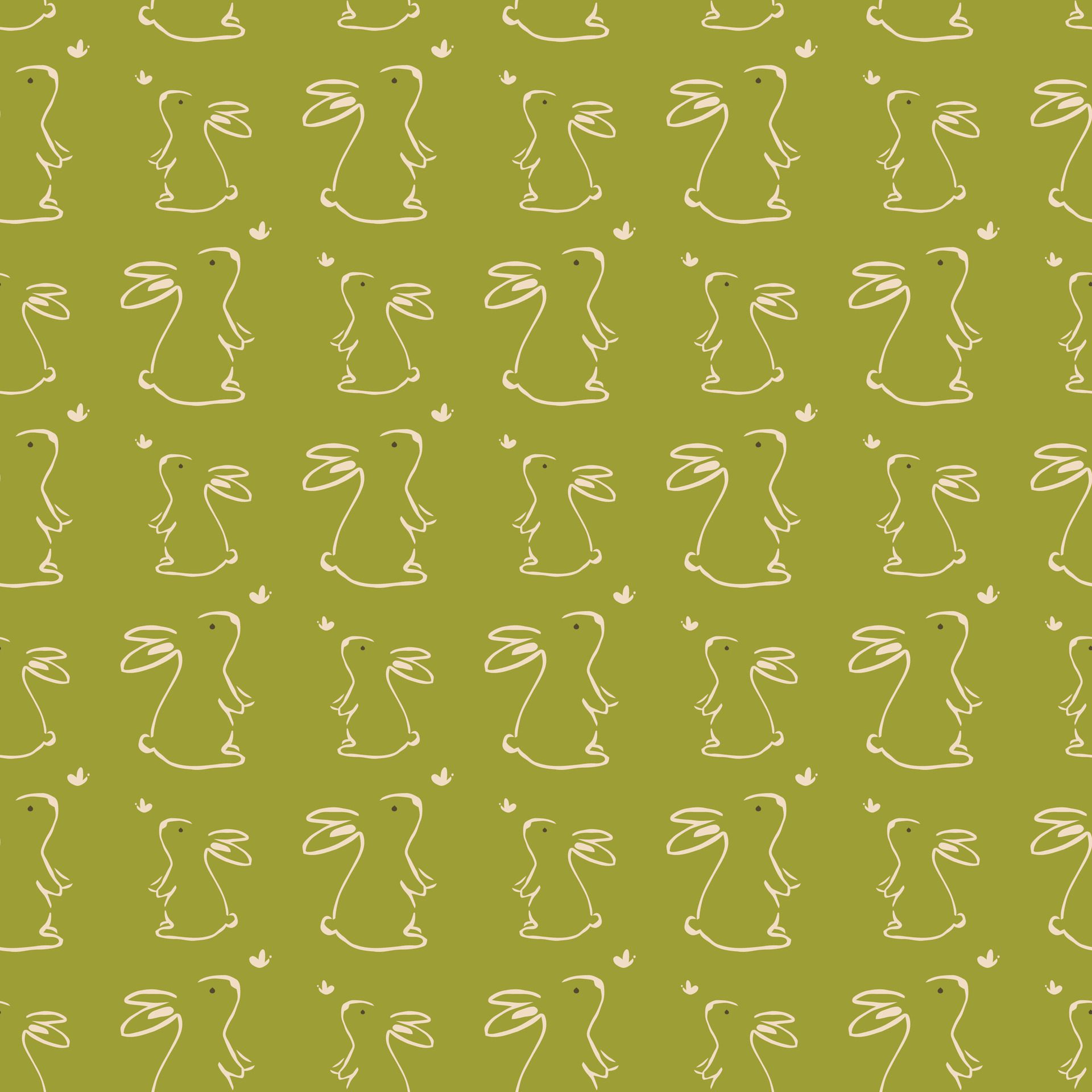 Bouncing Bunnies Yellow Seamless Pattern Design Free Vector