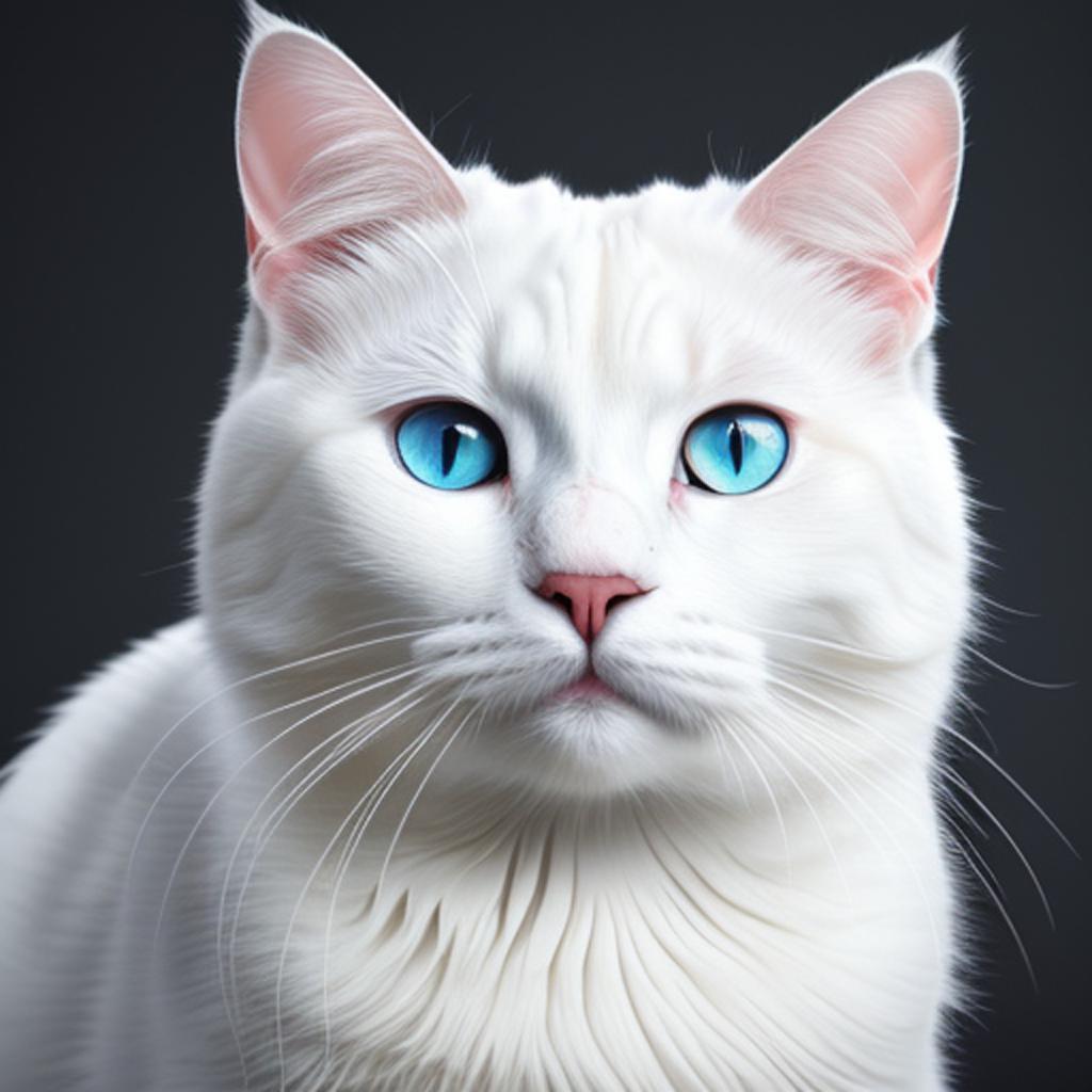 Realistic white cat by by @ai_generated