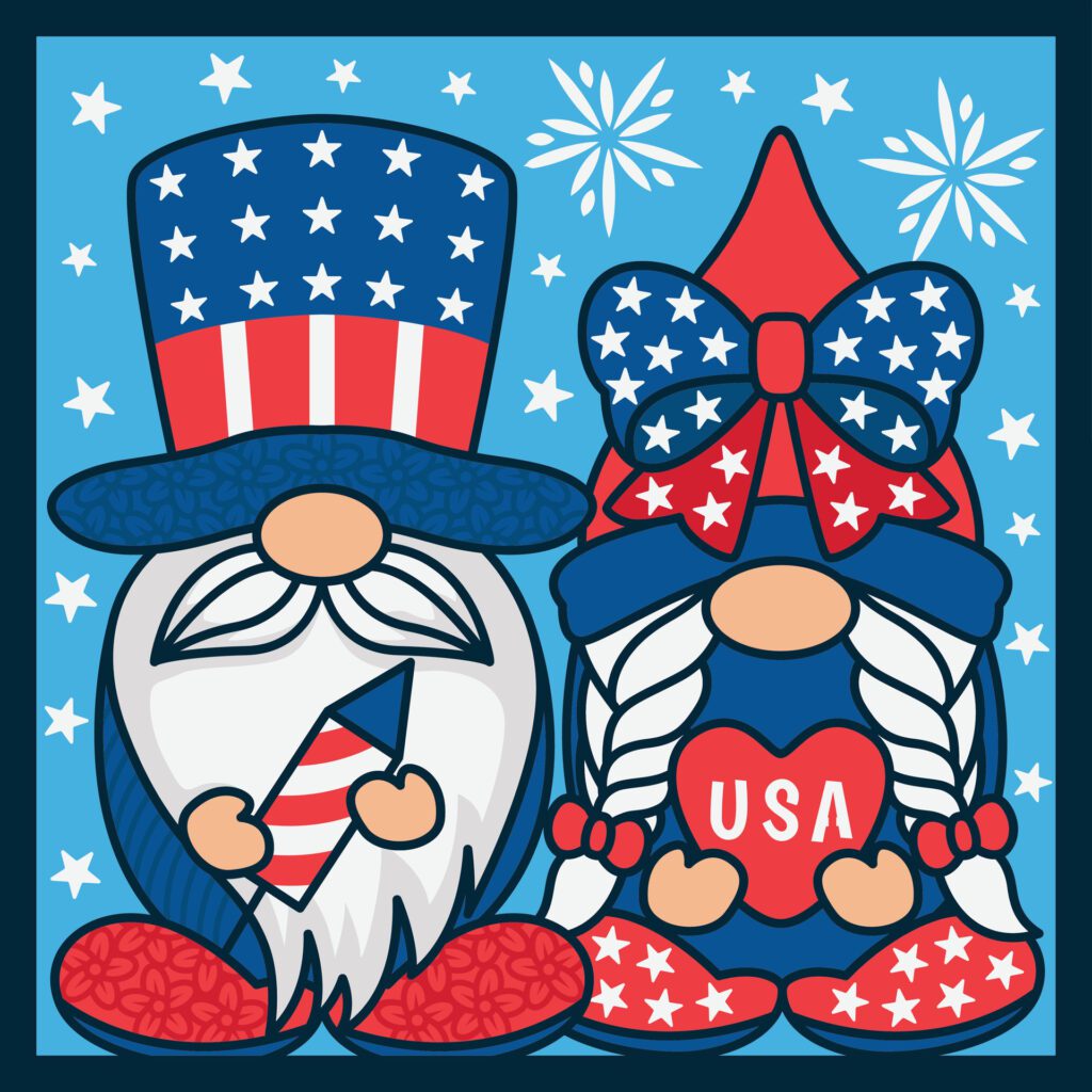 4th of July Gnome Patriotic Background Free Vector