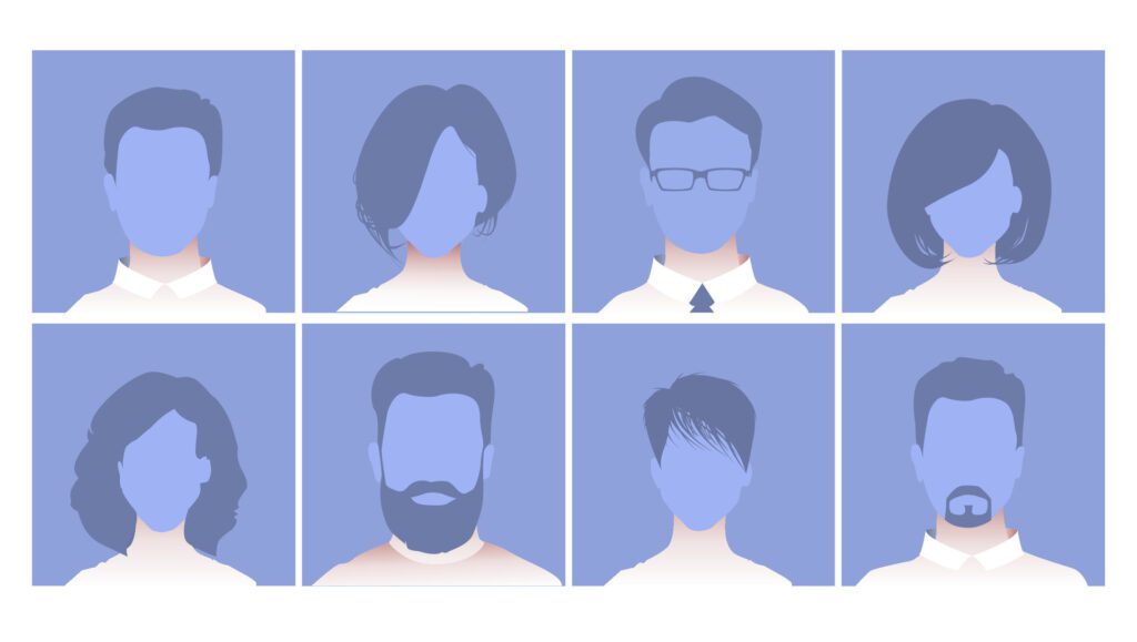 Default Placeholder Avatar Profile on blue Background Man and Woman Free Vector