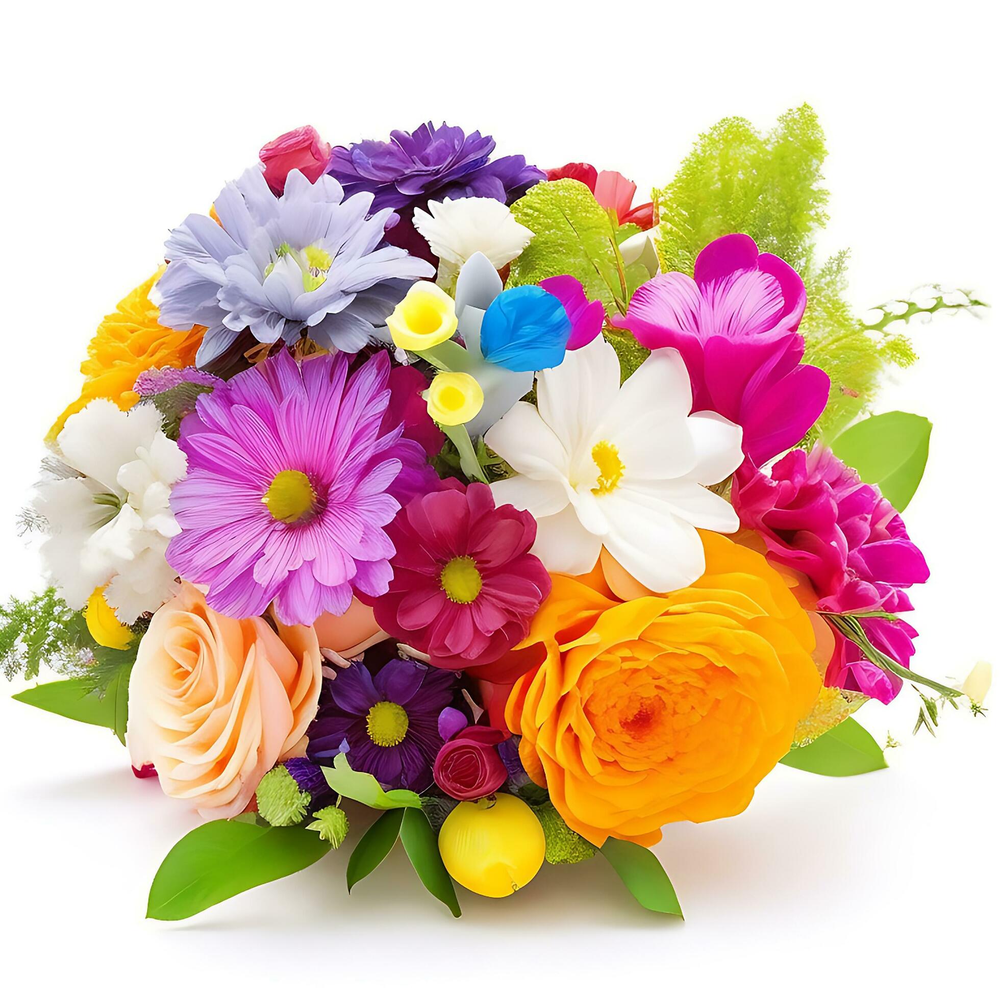 Natural Colorful bouquet of flowers is on a white backgroun.ai generatedd Stock Free