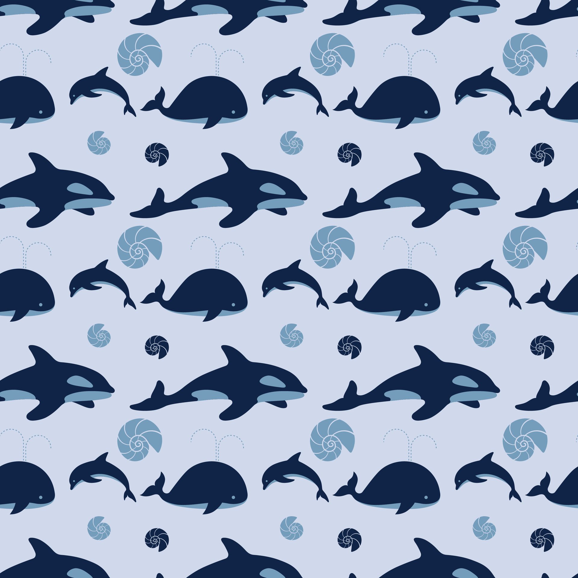 Dolphins In Water Color Seamless Pattern Design Free Vector