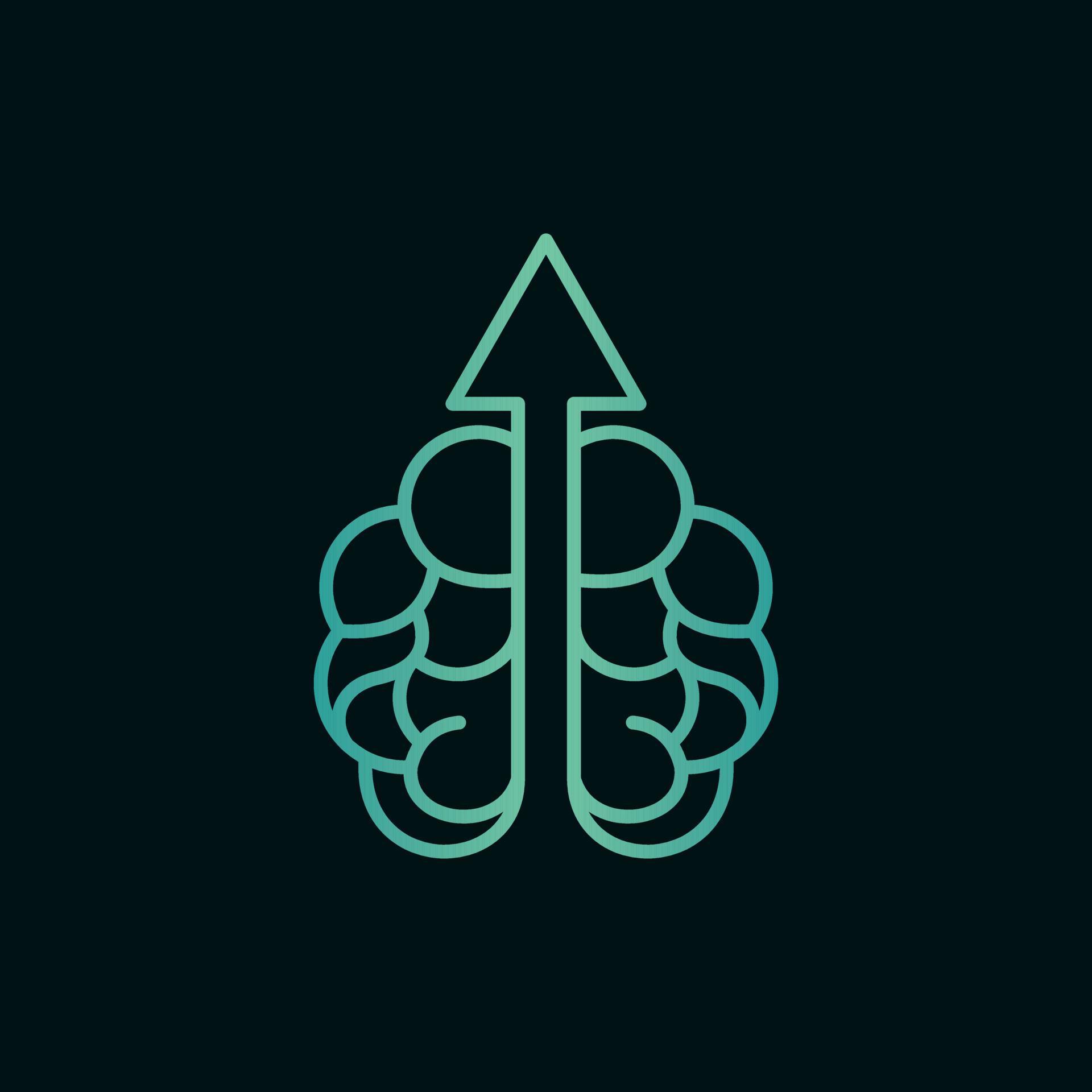 Human brain arrow line modern logo Stock Free