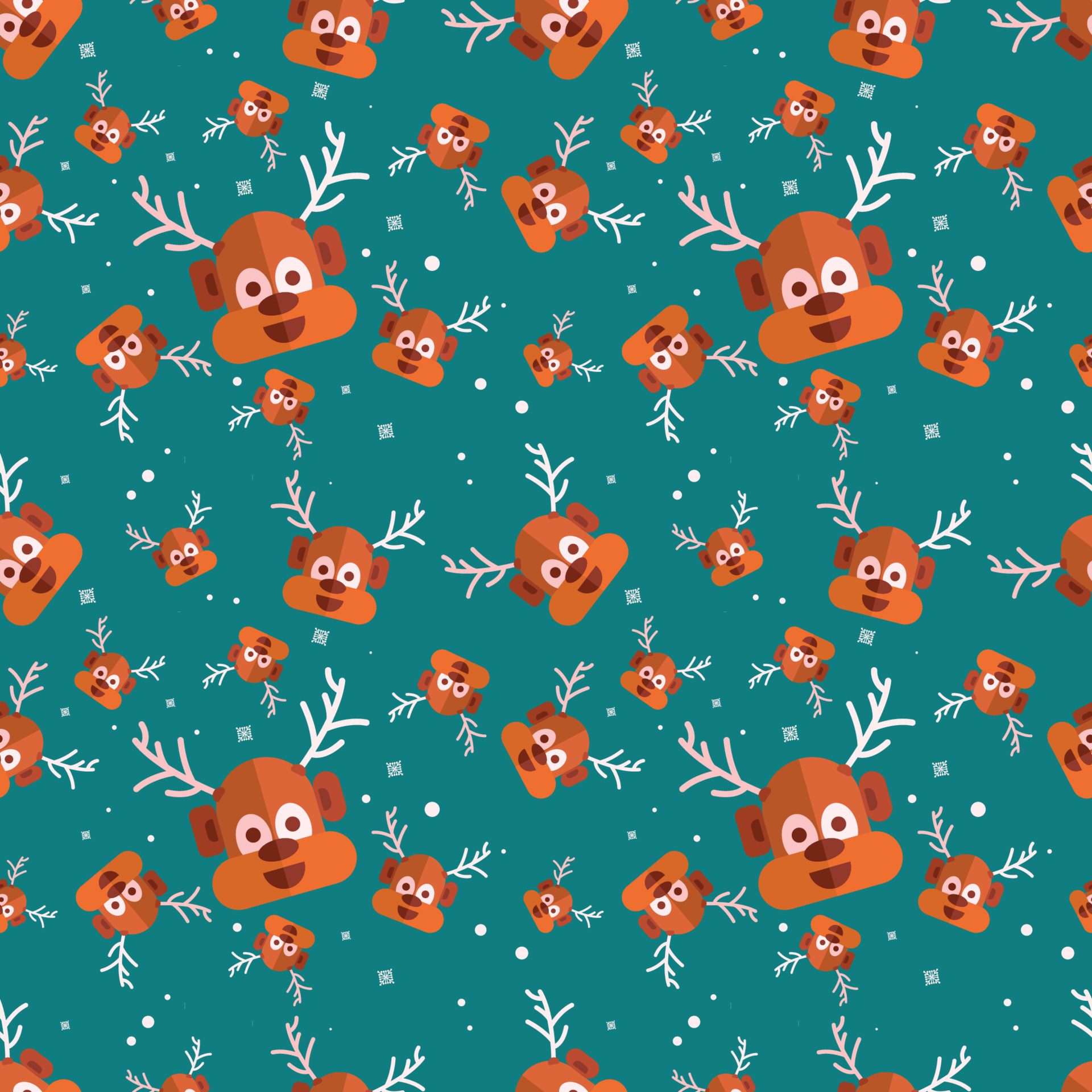 Cute Head Deer Christmas Pattern Vector Illustration Free Vector