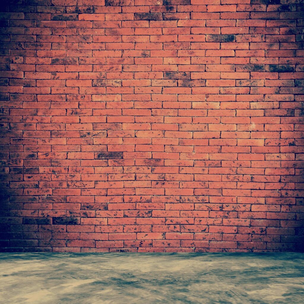 red brick wall and room interior with floor concrete vintage Stock Free