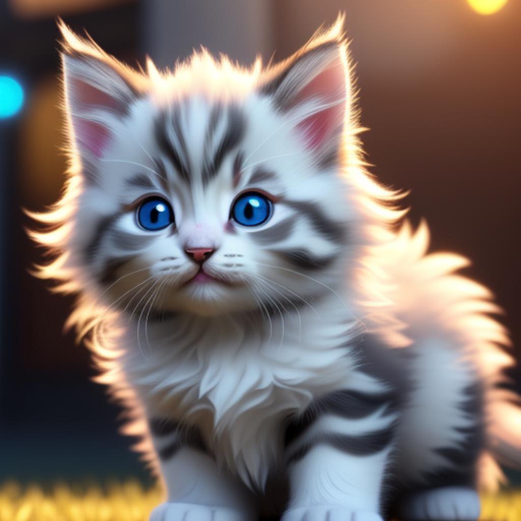 Fluffy adorable kitten by by @ai_generated