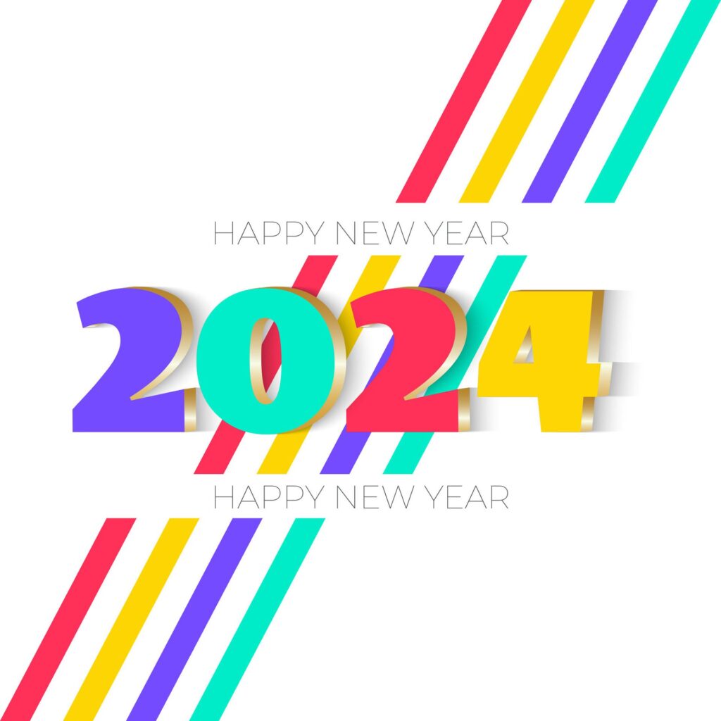 Happy new year 3d full color Free Vector