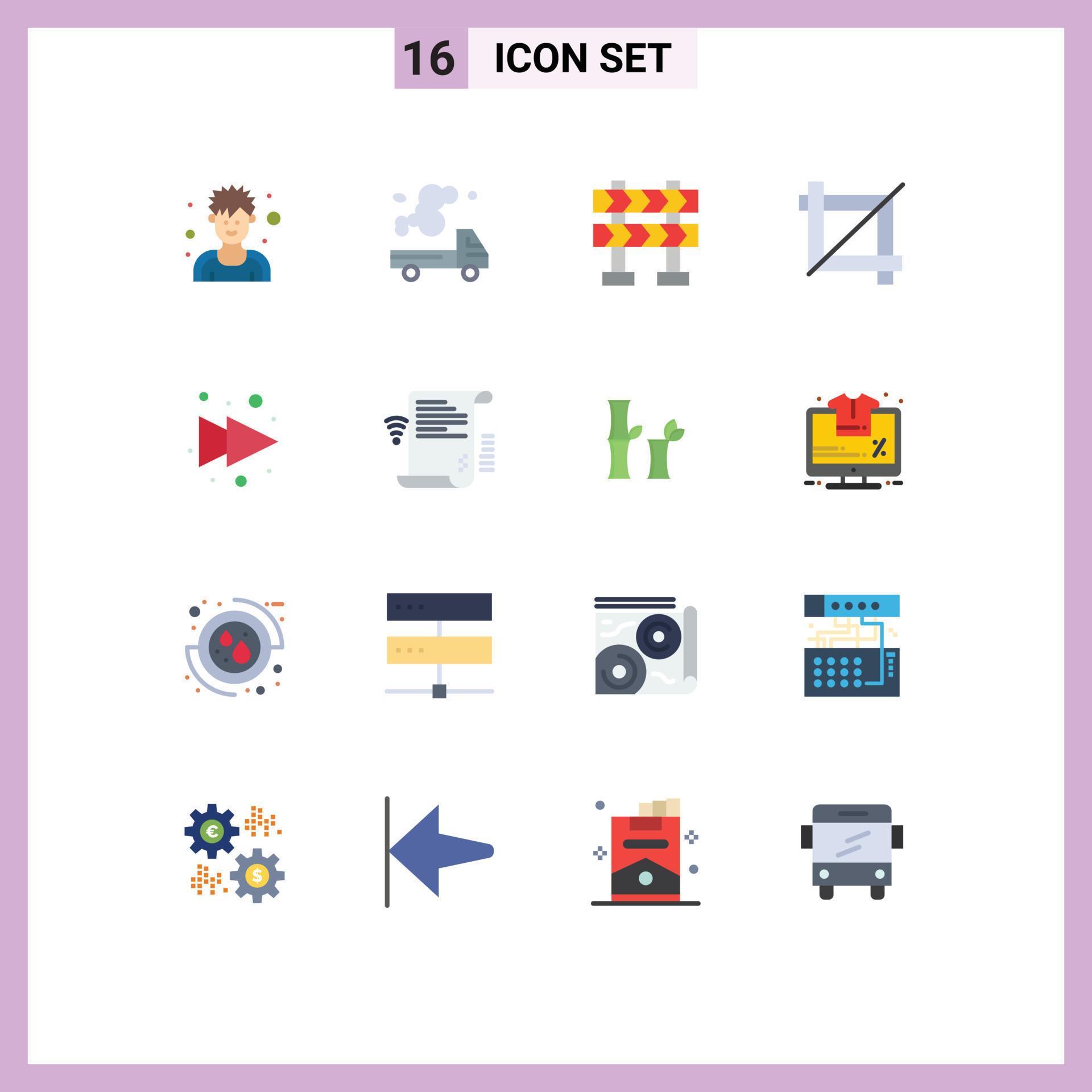 Universal Icon Symbols Group of 16 Modern Flat Colors of right arrow pollution graphic crop Editable Pack of Creative Vector Design Elements Stock Free