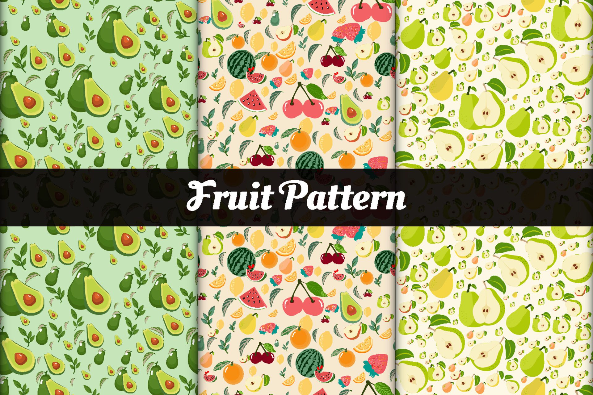 collection of seamless pattern with fruits Free Vector