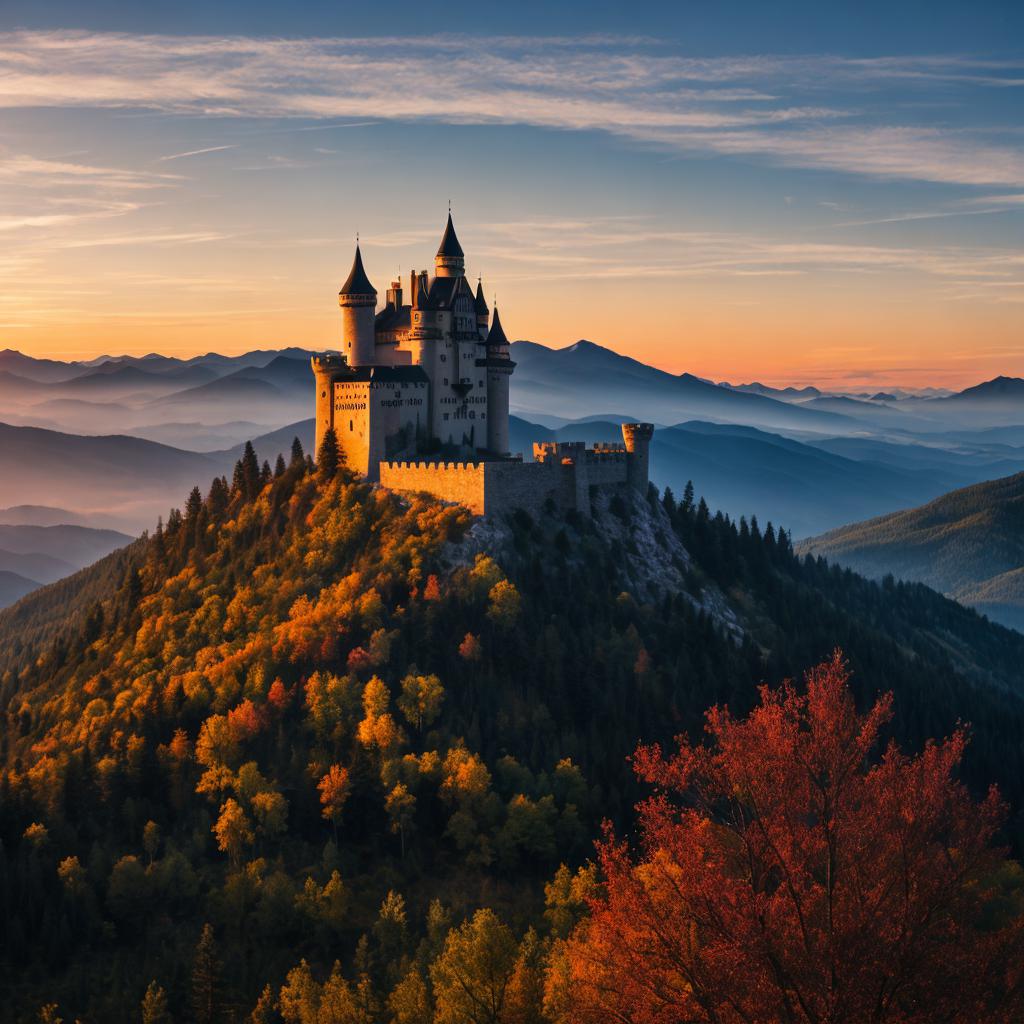 Burg im Gebirgen Sonnenaufgang by @ai_generated