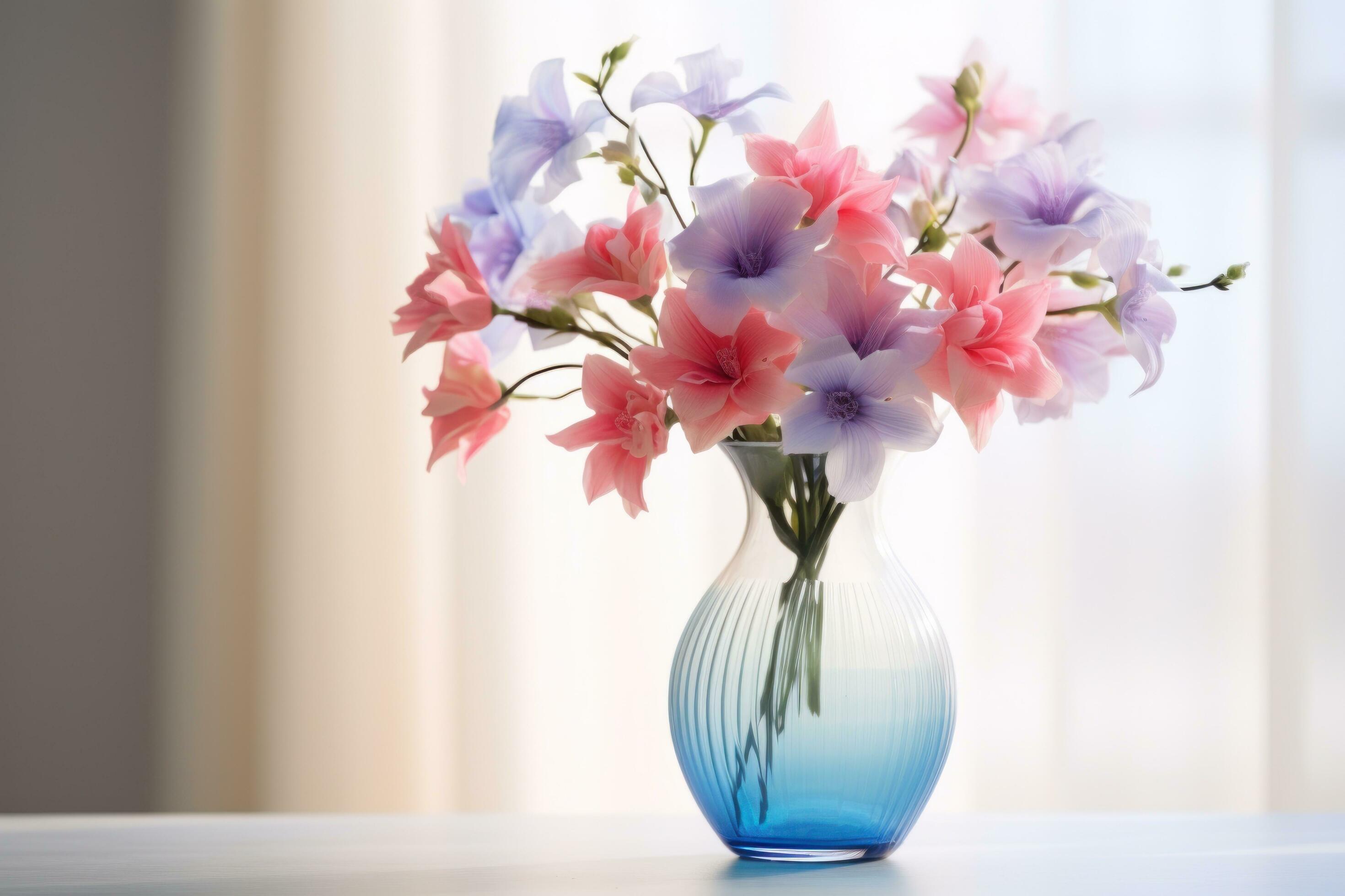 Flowers bouquet in glass vase Stock Free