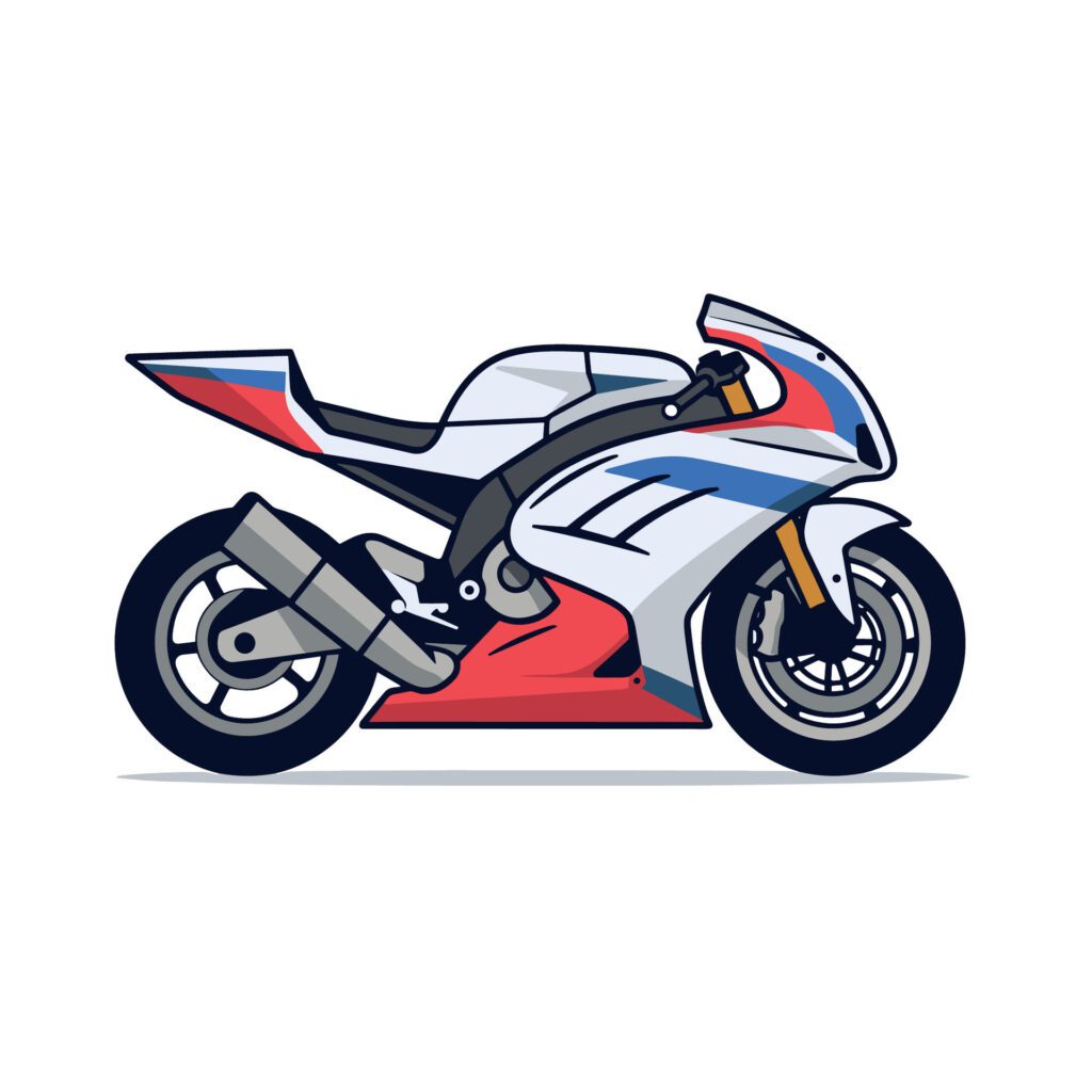 Flat cartoon illustration of motorbike isolated on white background Free Vector