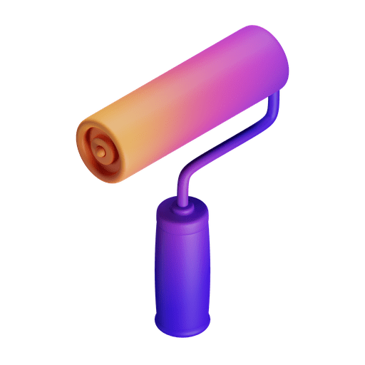 Brush, roll, paint 3D illustration