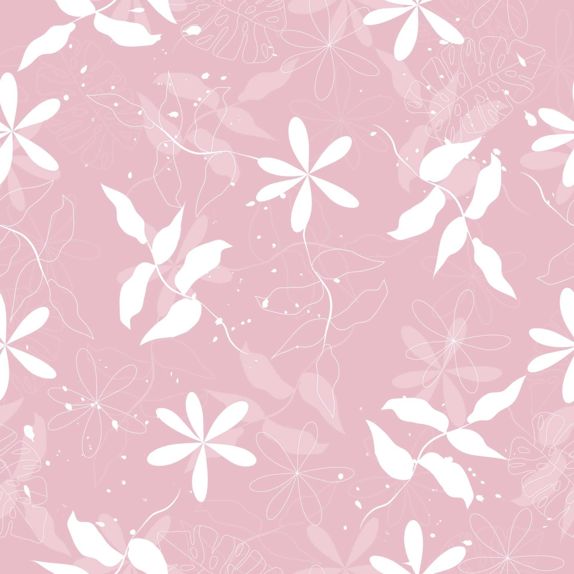 Seamless cute elegant flowers pattern on pink background Free Vector