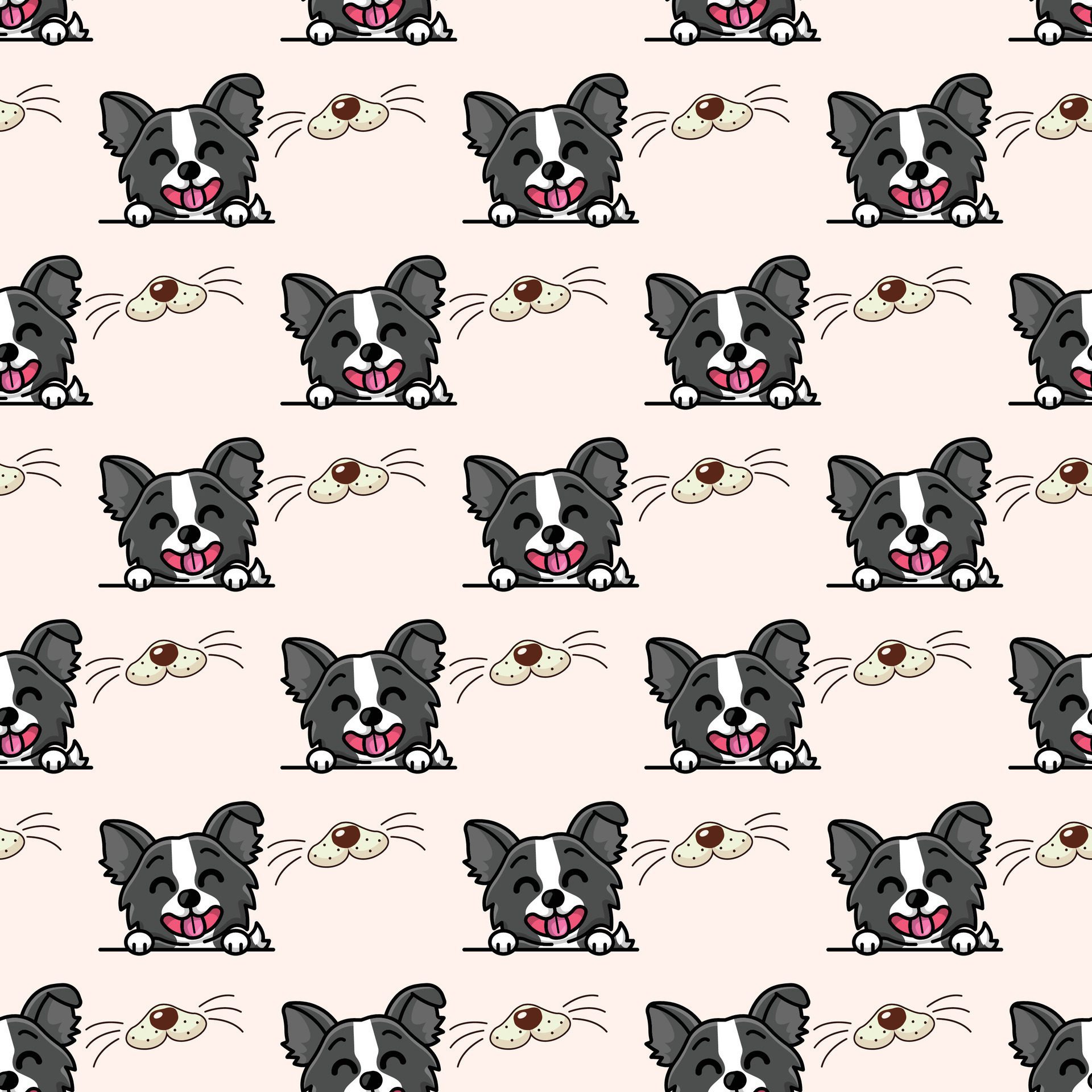 Siberian Huskies Seamless Pattern Design Free Vector