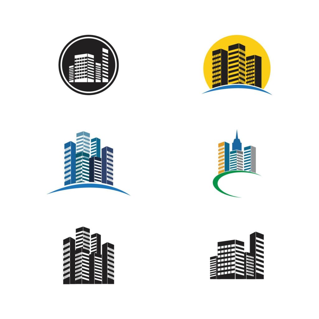 Set Real estate and home buildings logo icons template Stock Free