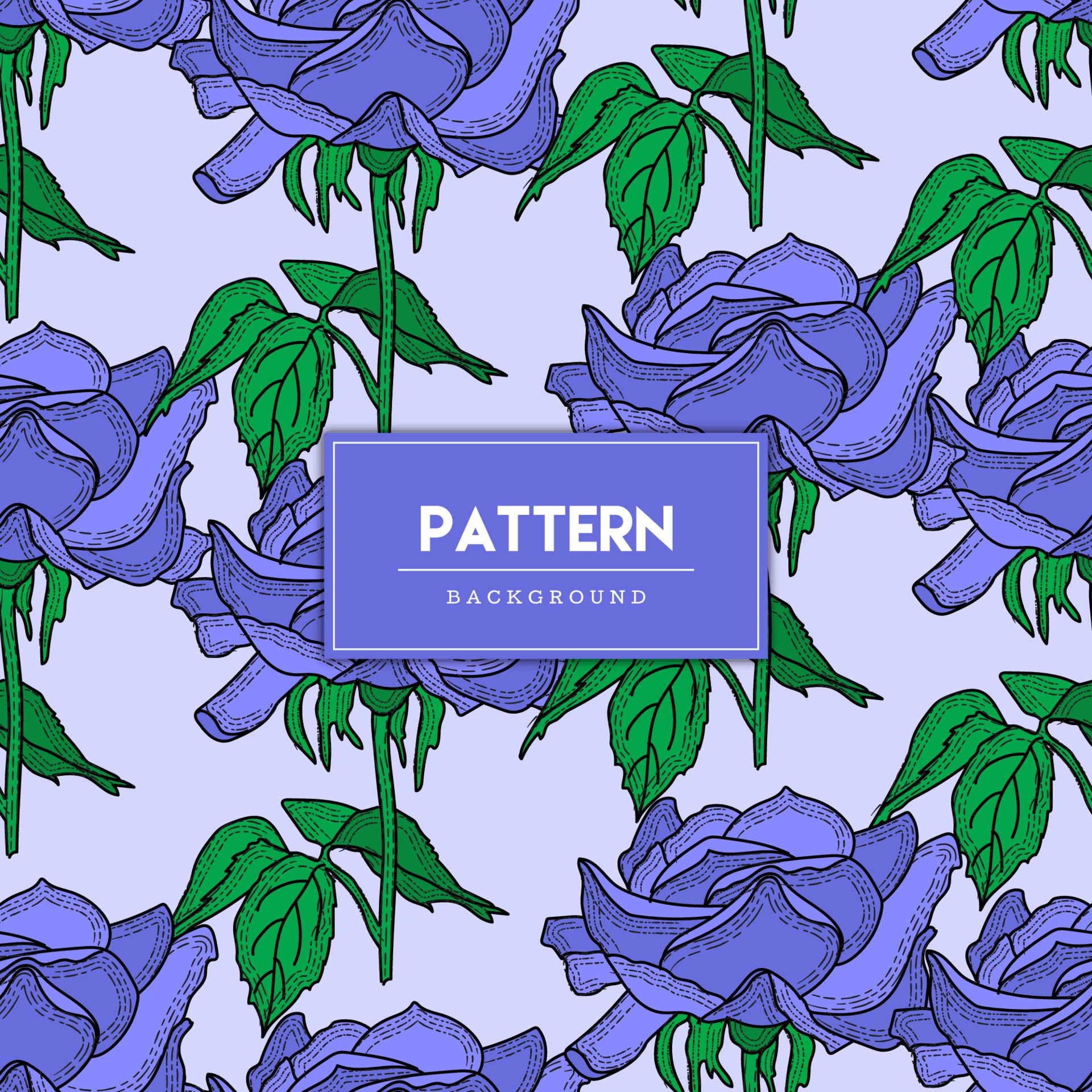 Seamless pattern purple rose flower hand drawn vector illustration Free Vector