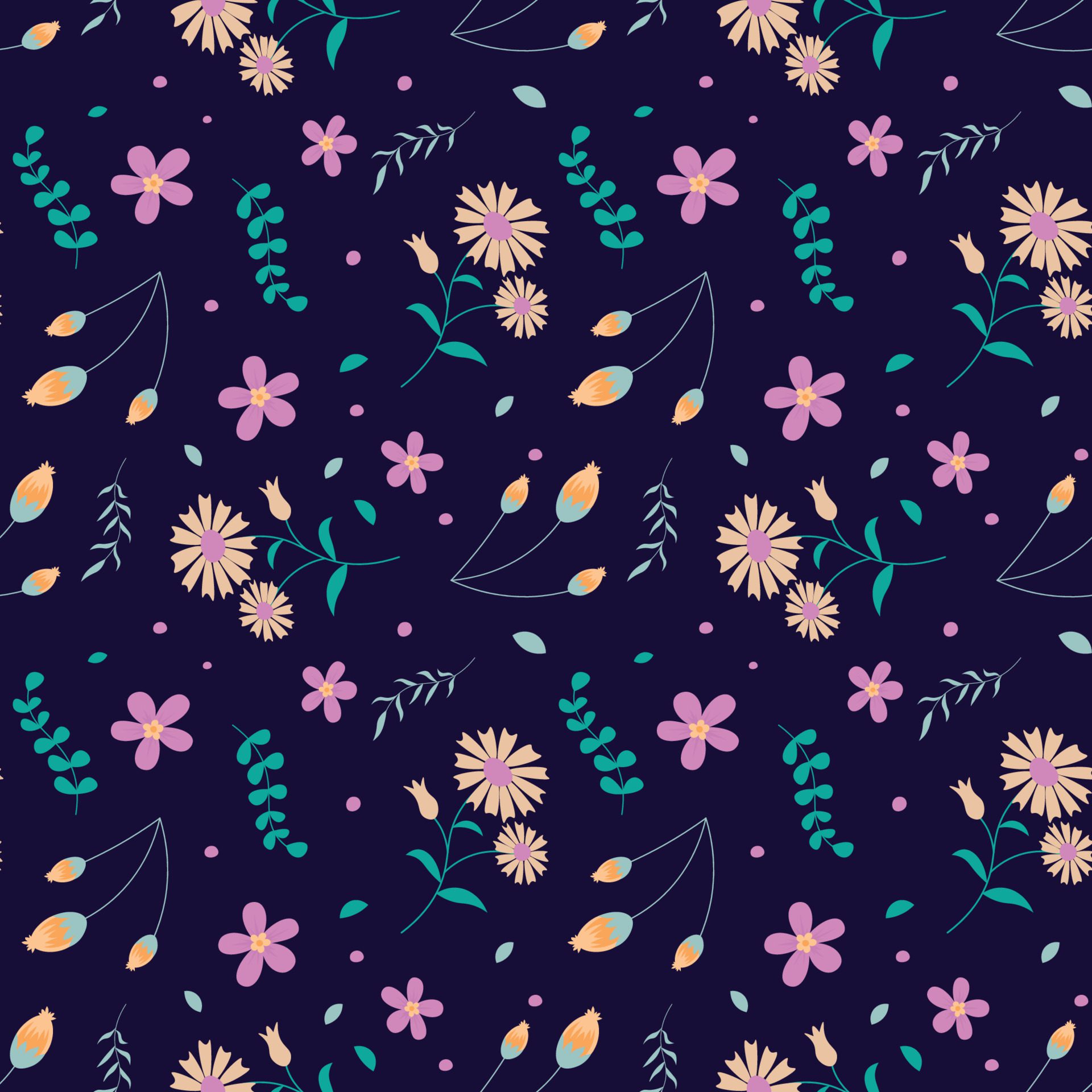 Floral pattern in seamless style. Free Vector