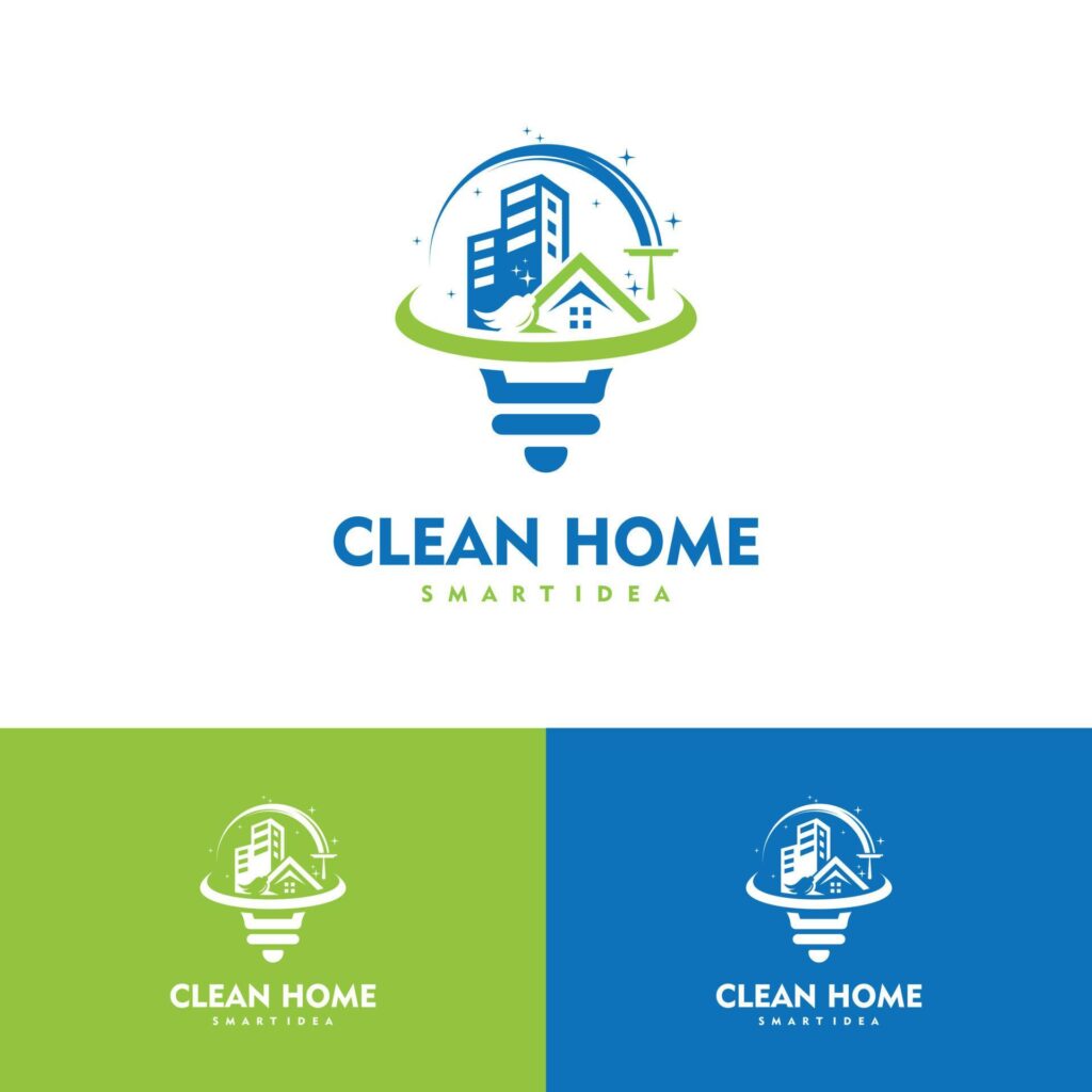 Clean House Smart Idea design concept bulb logo vector illustration Stock Free