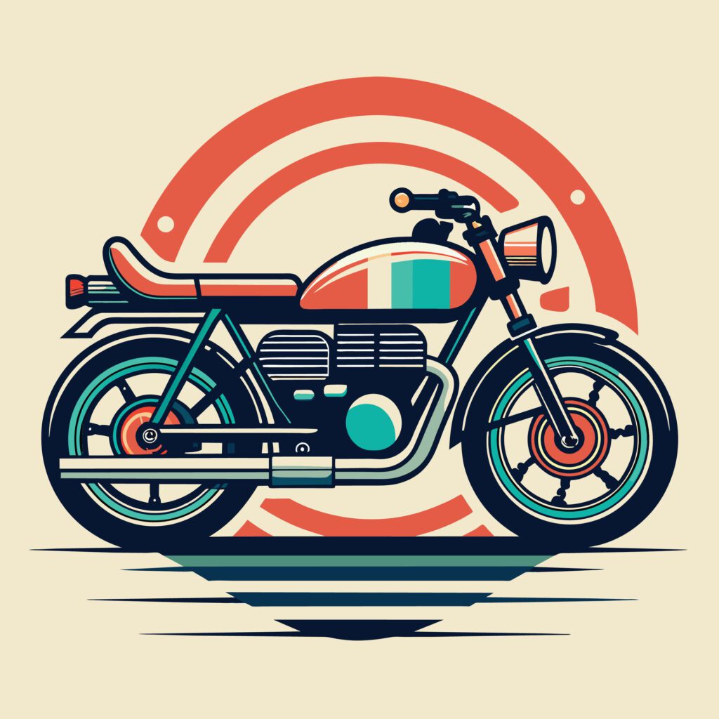 Vintage motorcycle on a background of stripes. Vector illustration in retro style. Free Vector