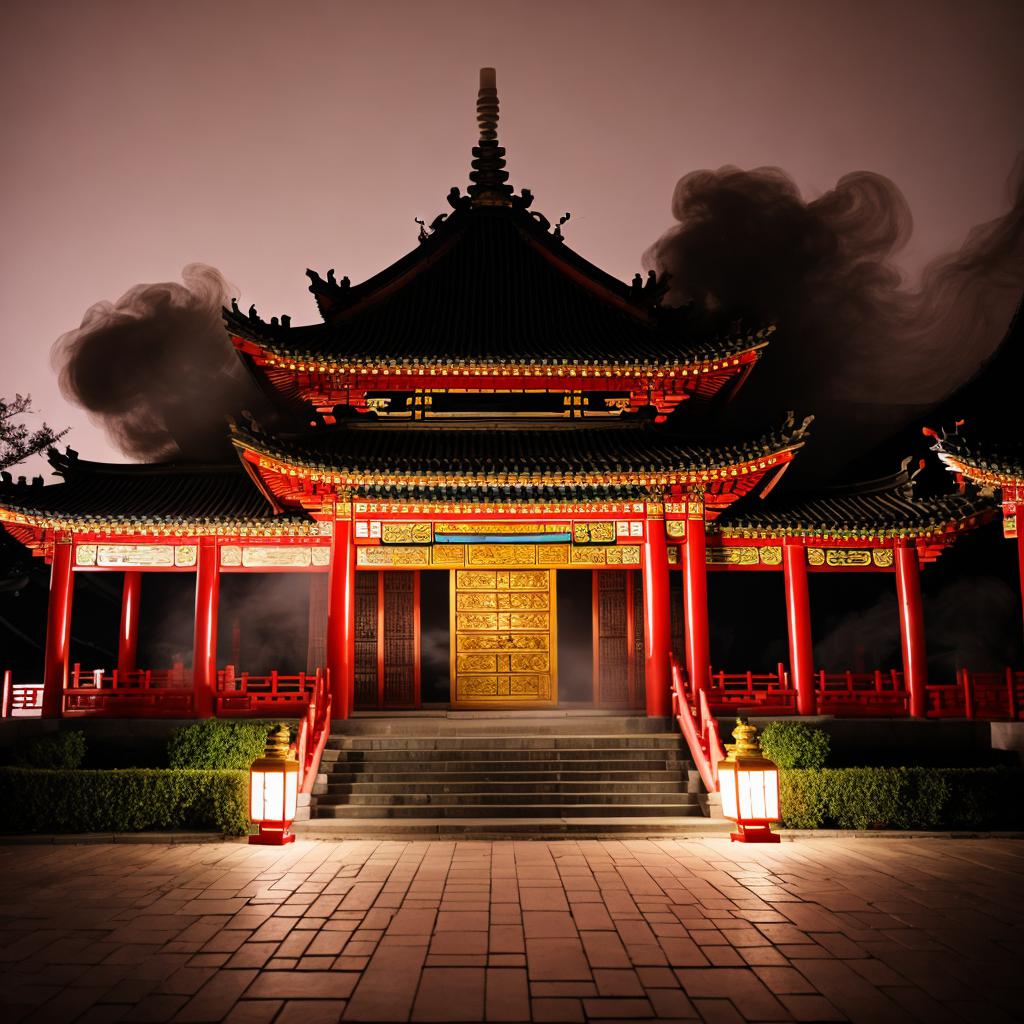 Chinese temple at night by @ai_generated