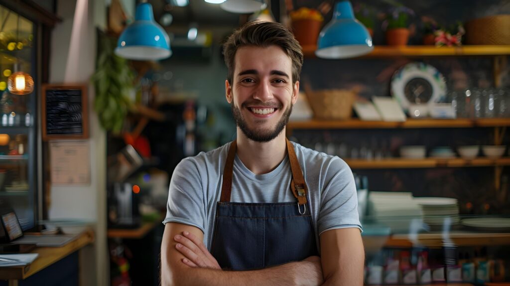 Friendly Uniformed Worker Smiling Confidently in Business Setting Stock Free