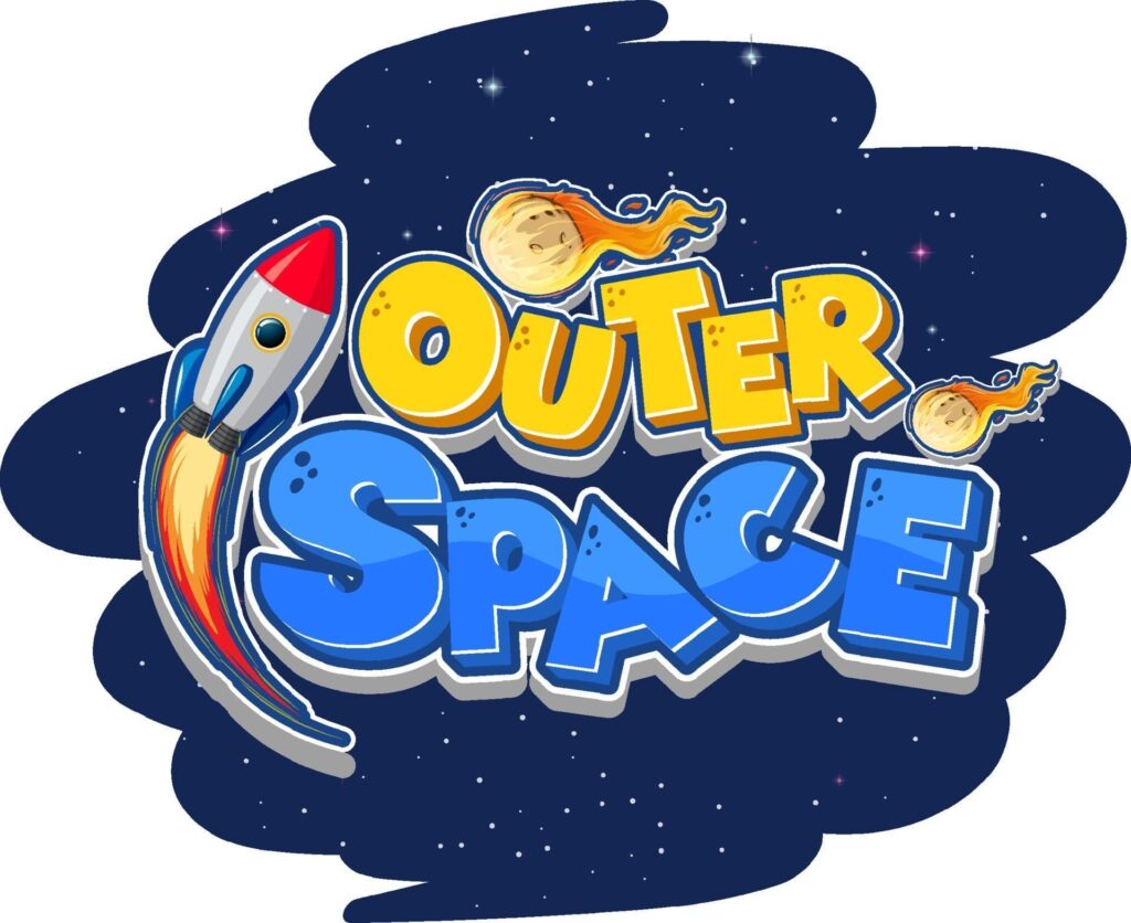 Outer Space logo with spaceship Stock Free