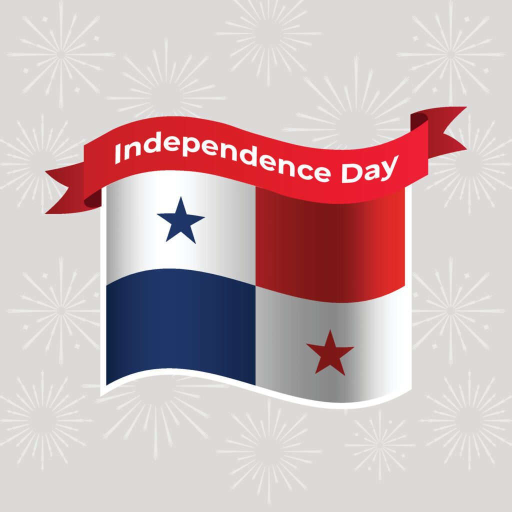 Panama Wavy Flag Independence Day Banner Background Free Vector