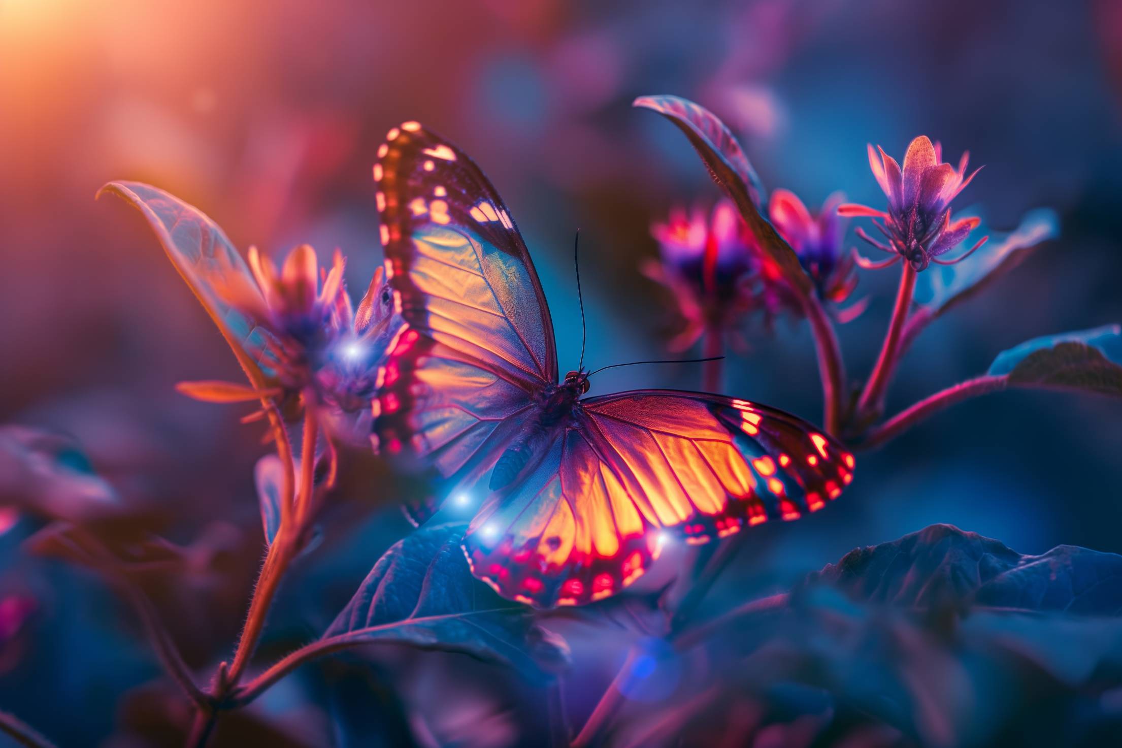 Magical Glowing Butterfly Stock Free