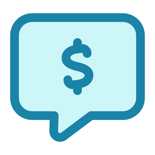 Speech bubble, money, finance icon